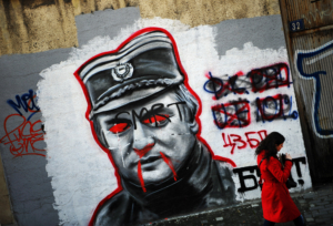Graffiti représentant Ratko Mladić dans le centre de Belgrade