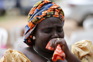 Rebecca Samuel, mother of Sarah Samuel, one of Chibok school girls kidnapped by Boko Haram militants, is seen during the 5th anniversary of the kidnap of Chibok school girls in Abuja, Nigeria April 14, 2019. REUTERS/Afolabi Sotunde