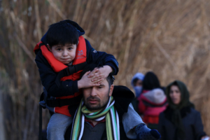 LESBOS, GREECE- In the photos taken on March 2, 2020, it shows refugees and migrants arriving in Skala Sikaminias, on the island of Lesbos, Greece on February 2, 2020. At least five ships, carrying about 200 people , have arrived in Lesbos on Monday (2), while around 1,000 refugees and migrants have landed on the islands of the East Aegean of Greece since Sunday (1), according to the Greek national news agency AMNA. On Sunday (1), Greece decided to maximize the level of deterrence at its borders, as the country faces an upcoming influx of refugees and migrants recently.