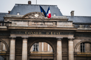FRANCE - Paris -  01/25/2024 :  Illustration de l'entrée du Conseil d'Etat, institution qui juge les litiges entre les citoyens et l'administration.
©Xose Bouzas / Hans Lucas / Hans Lucas via AFP