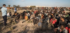 Réfugiés dans un centre de détention en Libye