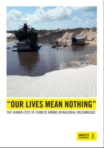 couverture rapport (anglais) Our lives mean nothing: the human cost of Chinese mining in Nagonha, Mozambique
