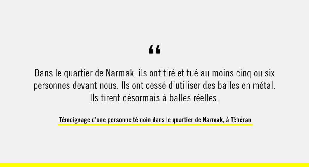 Témoignage, répression des manifestations en Iran