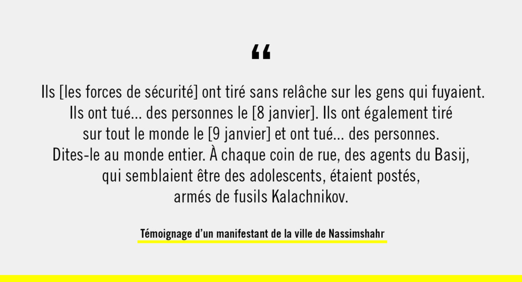 Témoignage, répression des manifestations en Iran