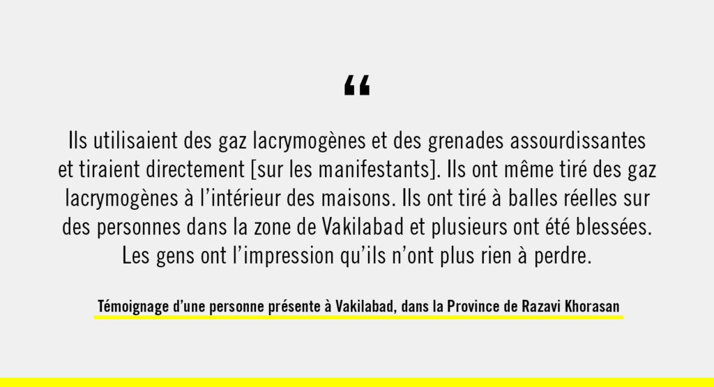 Témoignage, répression des manifestations en Iran