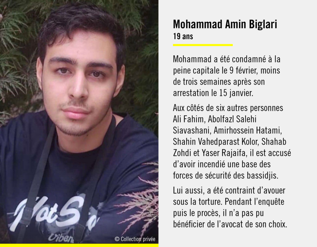 Mohammad Amin Biglari - Condamnations à mort Iran février 2026