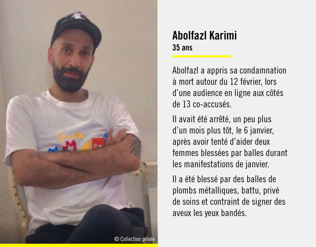 Abolfazl Karimi - Condamnations à mort Iran février 2026