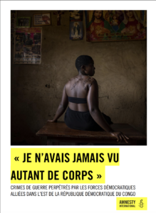 Portrait datant de 2021 d’une femme ayant reçu des coups de machette de combattants des ADF lorsqu’ils ont attaqué son village, en République démocratique du Congo.