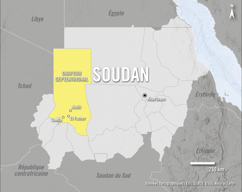 Carte du Soudan avec le Darfour nord
